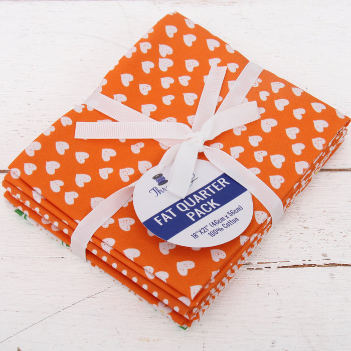 Fat Quarter Bundle - Five Orange Confetti Brights Precut Cotton Fabrics - Threadart.com