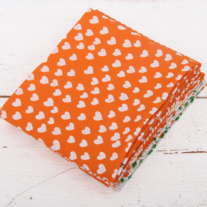 Fat Quarter Bundle - Five Orange Confetti Brights Precut Cotton Fabrics - Threadart.com