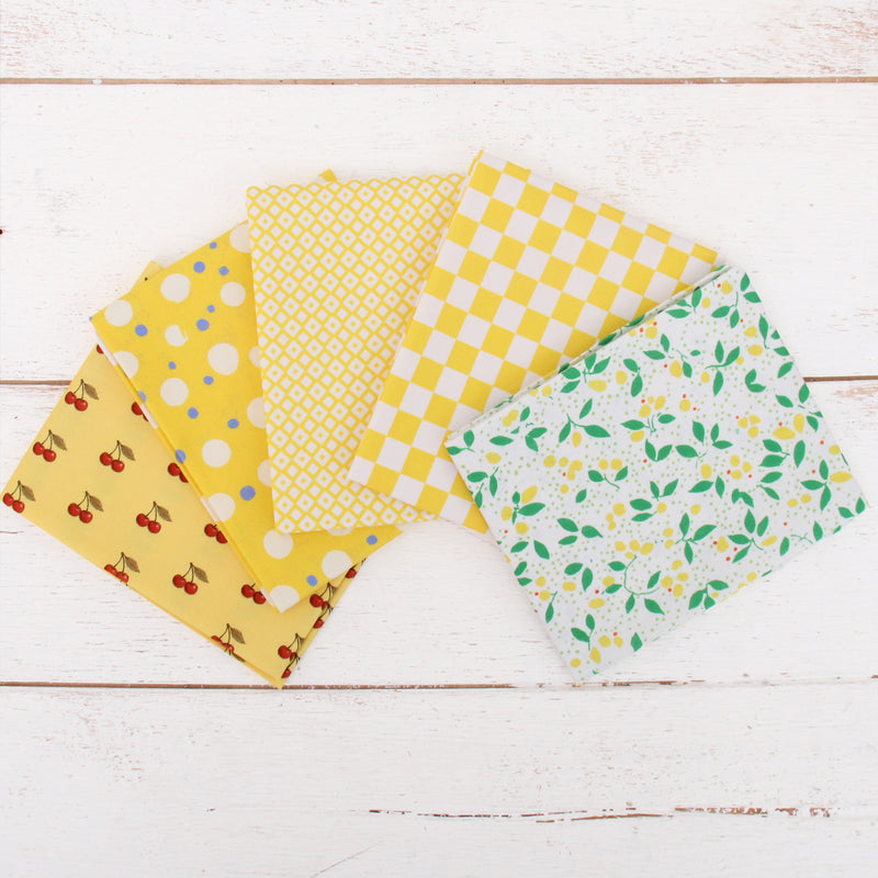 Fat Quarter Bundle - Five Yellow Confetti Brights Precut Cotton Fabrics - Threadart.com