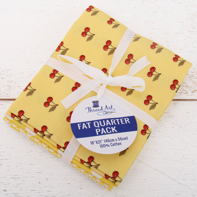 Fat Quarter Bundle - Five Yellow Confetti Brights Precut Cotton Fabrics - Threadart.com