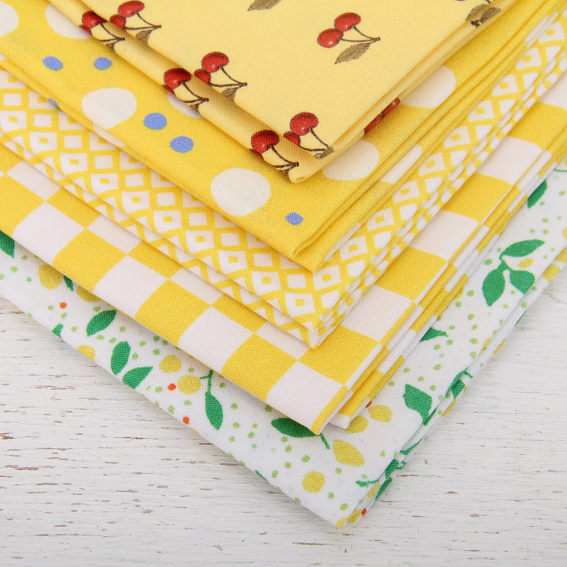 Fat Quarter Bundle - Five Yellow Confetti Brights Precut Cotton Fabrics - Threadart.com
