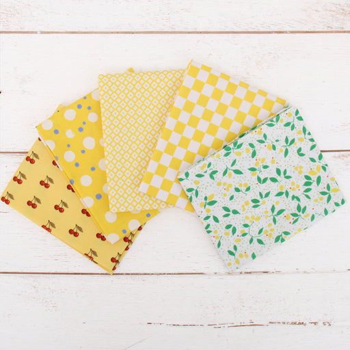 Fat Quarter Bundle - Five Yellow Confetti Brights Precut Cotton Fabrics - Threadart.com