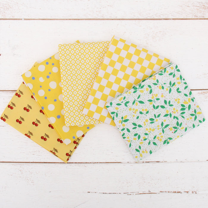 Fat Quarter Bundle - Five Yellow Confetti Brights Precut Cotton Fabrics - Threadart.com