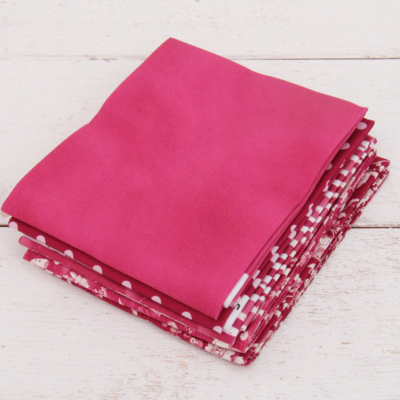 Fat Quarter Bundle - Five Burgundy Precut Cotton Fabrics - Threadart.com
