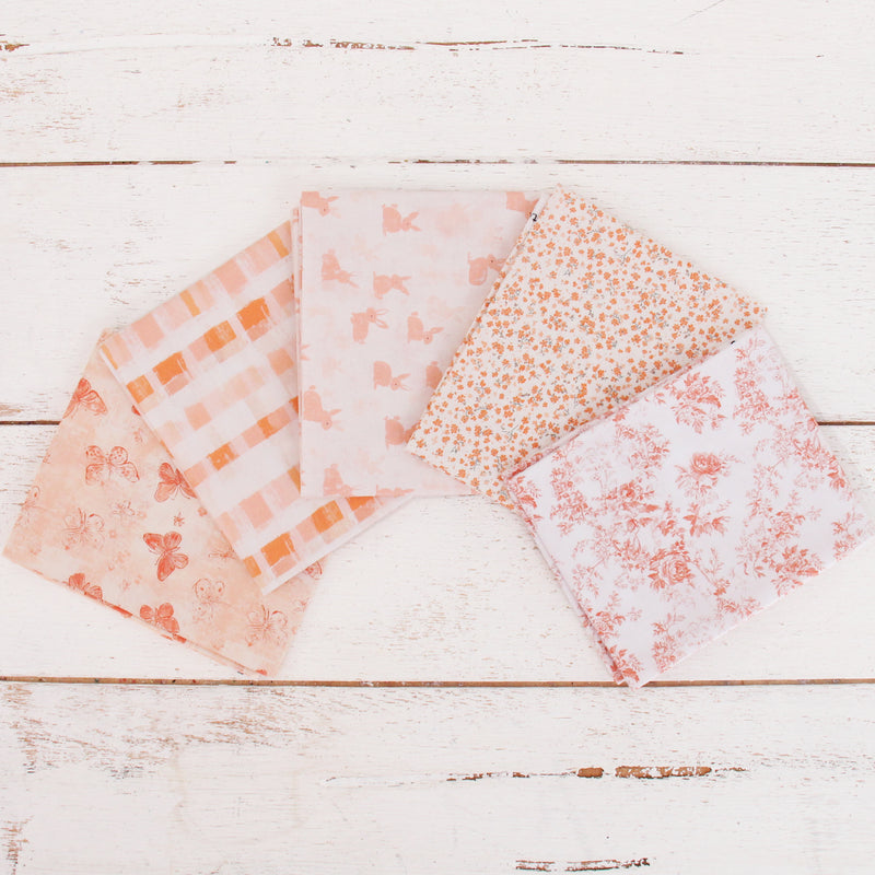 Fat Quarter Bundle - Five Coral Precut Cotton Fabrics - Threadart.com