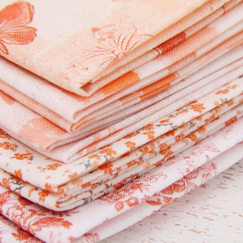 Fat Quarter Bundle - Five Coral Precut Cotton Fabrics - Threadart.com