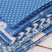 Fat Quarter Bundle - Five Denim Blue Precut Cotton Fabrics - Threadart.com
