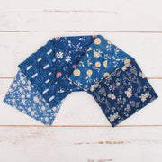 Fat Quarter Bundle - Five Dark Blue Precut Cotton Fabrics - Threadart.com