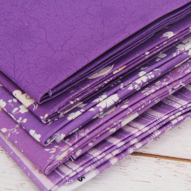Fat Quarter Bundle - Five Dark Purple Precut Cotton Fabrics - Threadart.com