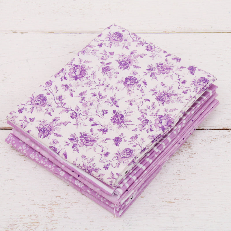 Fat Quarter Bundle - Five Lavender Precut Cotton Fabrics - Threadart.com