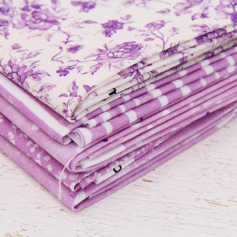 Fat Quarter Bundle - Five Lavender Precut Cotton Fabrics - Threadart.com