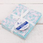 Fat Quarter Bundle - Five Light Aqua Precut Cotton Fabrics - Threadart.com