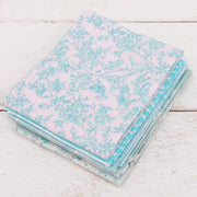 Fat Quarter Bundle - Five Light Aqua Precut Cotton Fabrics - Threadart.com