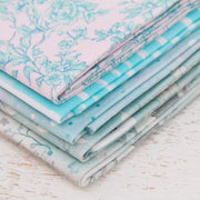 Fat Quarter Bundle - Five Light Aqua Precut Cotton Fabrics - Threadart.com