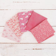 Fat Quarter Bundle - Five Light Pink Precut Cotton Fabrics - Threadart.com