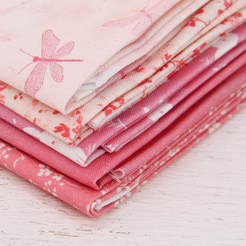 Fat Quarter Bundle - Five Light Pink Precut Cotton Fabrics - Threadart.com