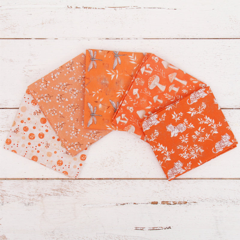Fat Quarter Bundle - Five Orange Precut Cotton Fabrics - Threadart.com