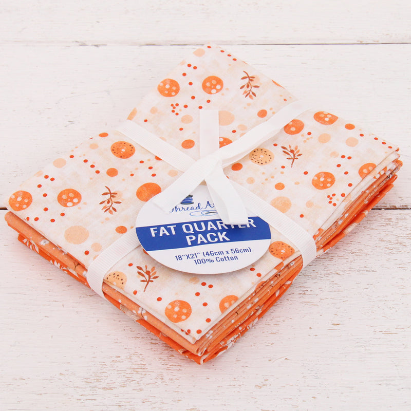 Fat Quarter Bundle - Five Orange Precut Cotton Fabrics - Threadart.com