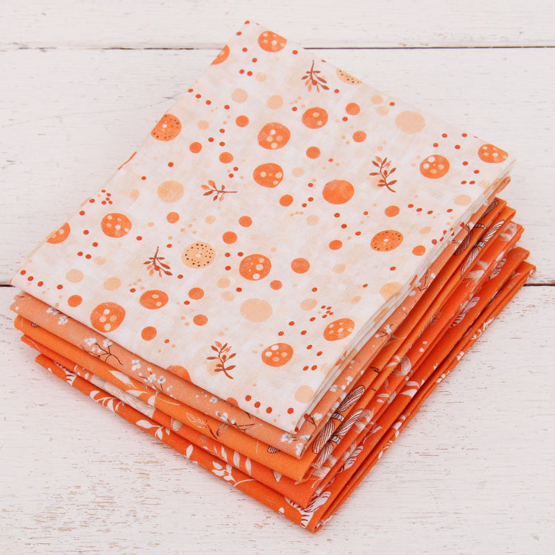 Fat Quarter Bundle - Five Orange Precut Cotton Fabrics - Threadart.com