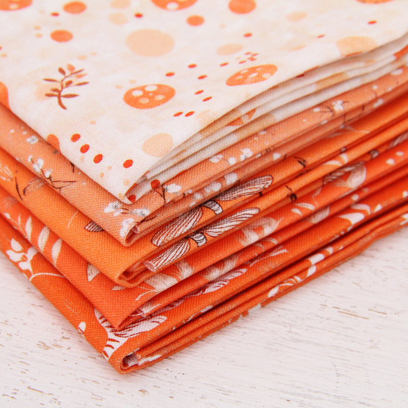 Fat Quarter Bundle - Five Orange Precut Cotton Fabrics - Threadart.com