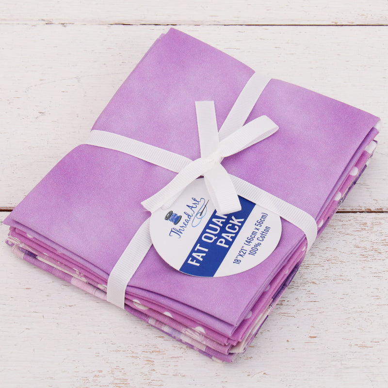 Fat Quarter Bundle - Five Purple Precut Cotton Fabrics - Threadart.com
