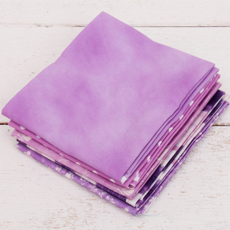 Fat Quarter Bundle - Five Purple Precut Cotton Fabrics - Threadart.com