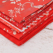 Fat Quarter Bundle - Five Red Precut Cotton Fabrics - Threadart.com