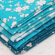 Fat Quarter Bundle - 20 Teal Shades Precut Cotton Fabrics - Threadart.com