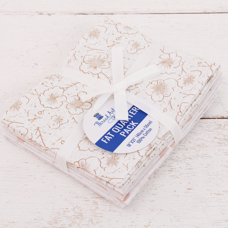Fat Quarter Bundle - Five White Precut Cotton Fabrics - Threadart.com