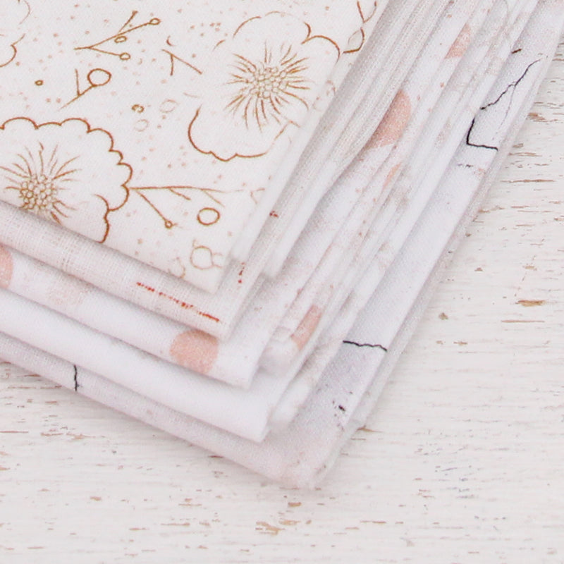 Fat Quarter Bundle - Five White Precut Cotton Fabrics - Threadart.com