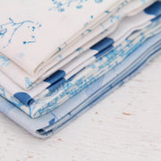 Fat Quarter Bundle - Five Light Blue & White Precut Cotton Fabrics - Threadart.com