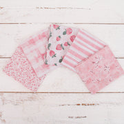 Fat Quarter Bundle - Five White Pink Precut Cotton Fabrics - Threadart.com