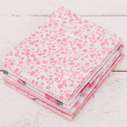 Fat Quarter Bundle - Five White Pink Precut Cotton Fabrics - Threadart.com