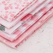 Fat Quarter Bundle - Five White Pink Precut Cotton Fabrics - Threadart.com