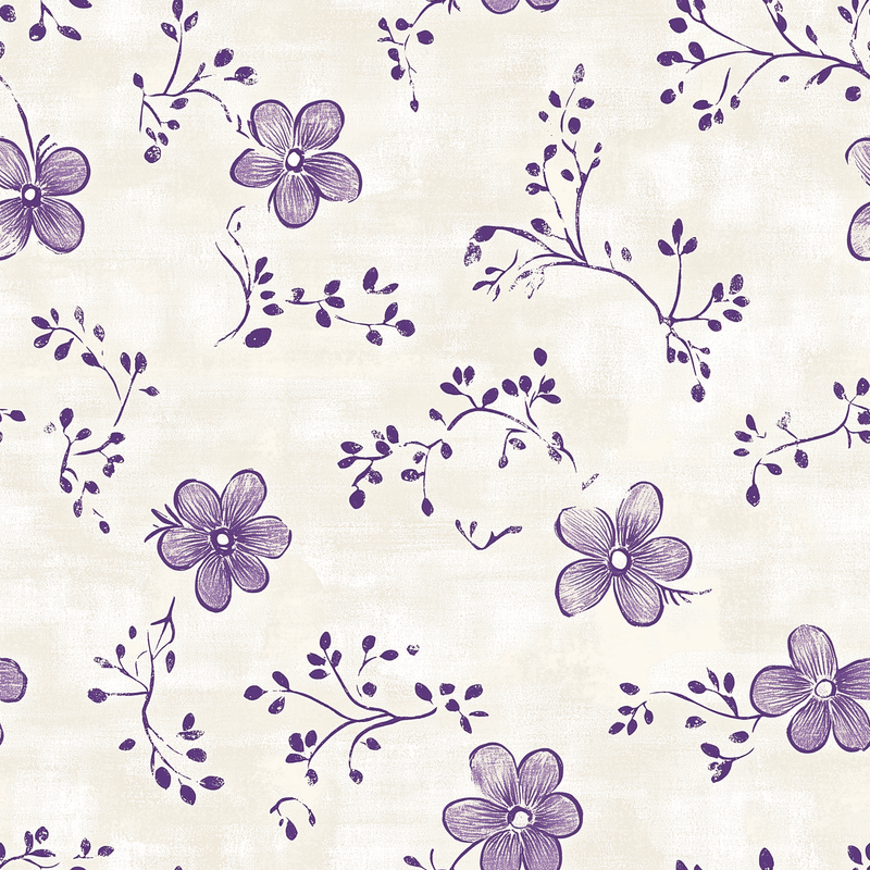 Fat Quarter Bundle - Five White & Purple Precut Cotton Fabrics - Threadart.com