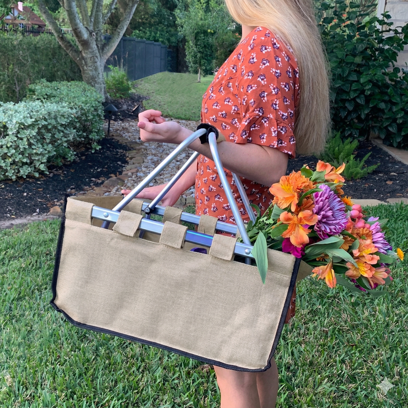 Personalized Market Basket Tote - Embroidered Large Initial - Threadart.com