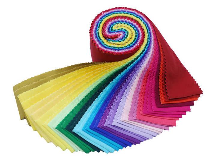 Jelly Roll Fabric Strips, 40 Precut Fabric Strips in Rainbow Colors, Premium Cotton - Threadart.com