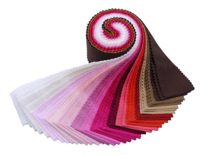 Jelly Roll Fabric Strips, 40 Precut Fabric Strips in Pink Colors, Premium Cotton - Threadart.com