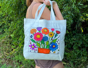 Color Your Own Tote Bag - Flower Design (Without Markers) - Threadart.com
