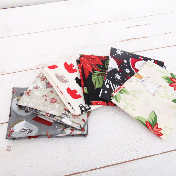 Six Fat Quarter Grab Bag - Mystery Pack of Christmas Print Precuts - Threadart.com