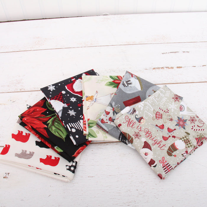 Six Fat Quarter Grab Bag - Mystery Pack of Christmas Print Precuts - Threadart.com