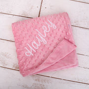 Personalized Soft Baby Blanket - Minky Ivory, Blue and Pink With Embroidery Name - Threadart.com