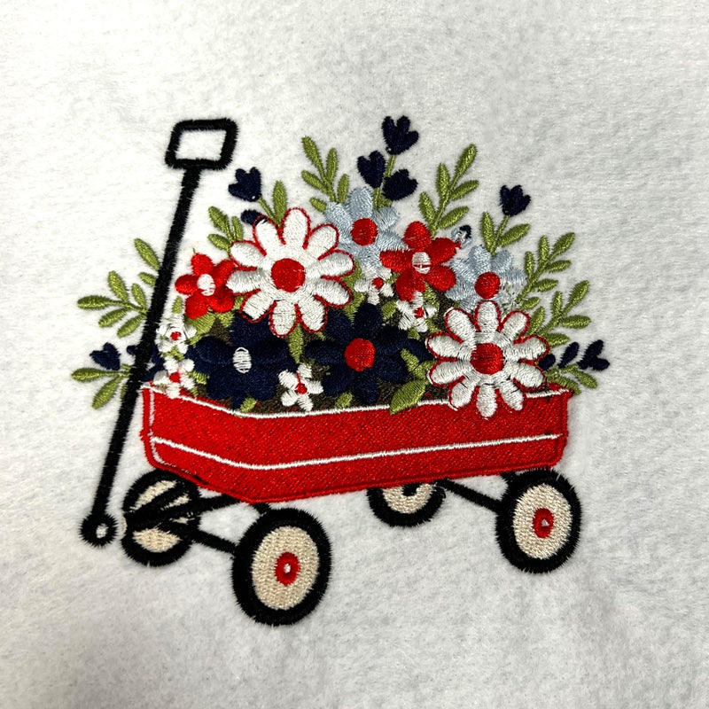 Floral Red Wagon Embroidery Design Instant Download  - Multiple Sizes - 8 Formats
