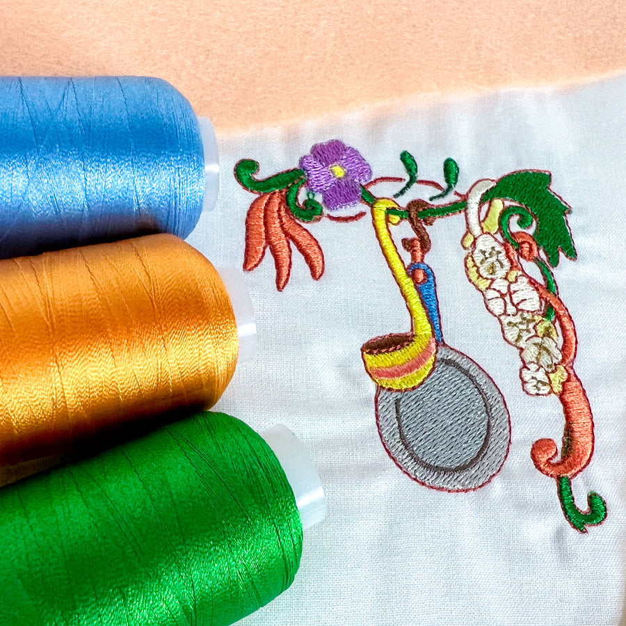 Machine Embroidery Thread Sets in use