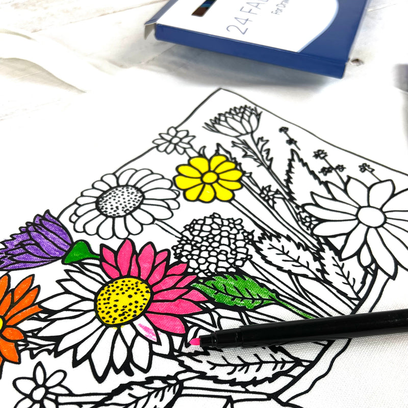 Color Your Own Tote Bag - Flower Design (Without Markers) - Threadart.com