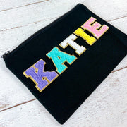 Personalized Canvas Pouch - Custom Varsity Chenille Letters - Threadart.com