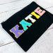 Personalized Canvas Pouch Custom Name in Varsity Chenille Letters - Choose Color and Text - Threadart.com