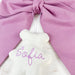 Personalized Newborn Baby Bow - Linen Fabric Ribbon with Embroidery Pendant - 10 Color Options - Threadart.com