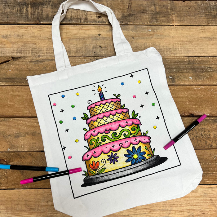 Color Your Own Tote Bag - Cake Design (Without Markers) - Threadart.com