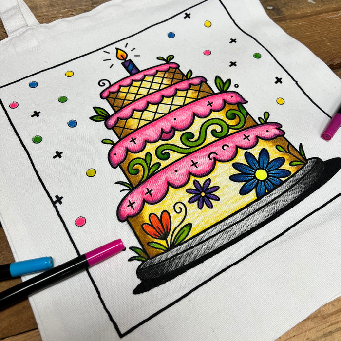 Color Your Own Tote Bag - Cake Design (Without Markers) - Threadart.com